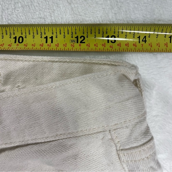 American Eagle Wide Leg Crop Cream Straight Jeans Size 4 Raw Hem - Picture 4 of 10